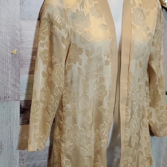 BFA VINTAGE Sz 14 Vintage Cream Burnout Floral Design Open Front Cardigan 524 - Picture 4 of 10